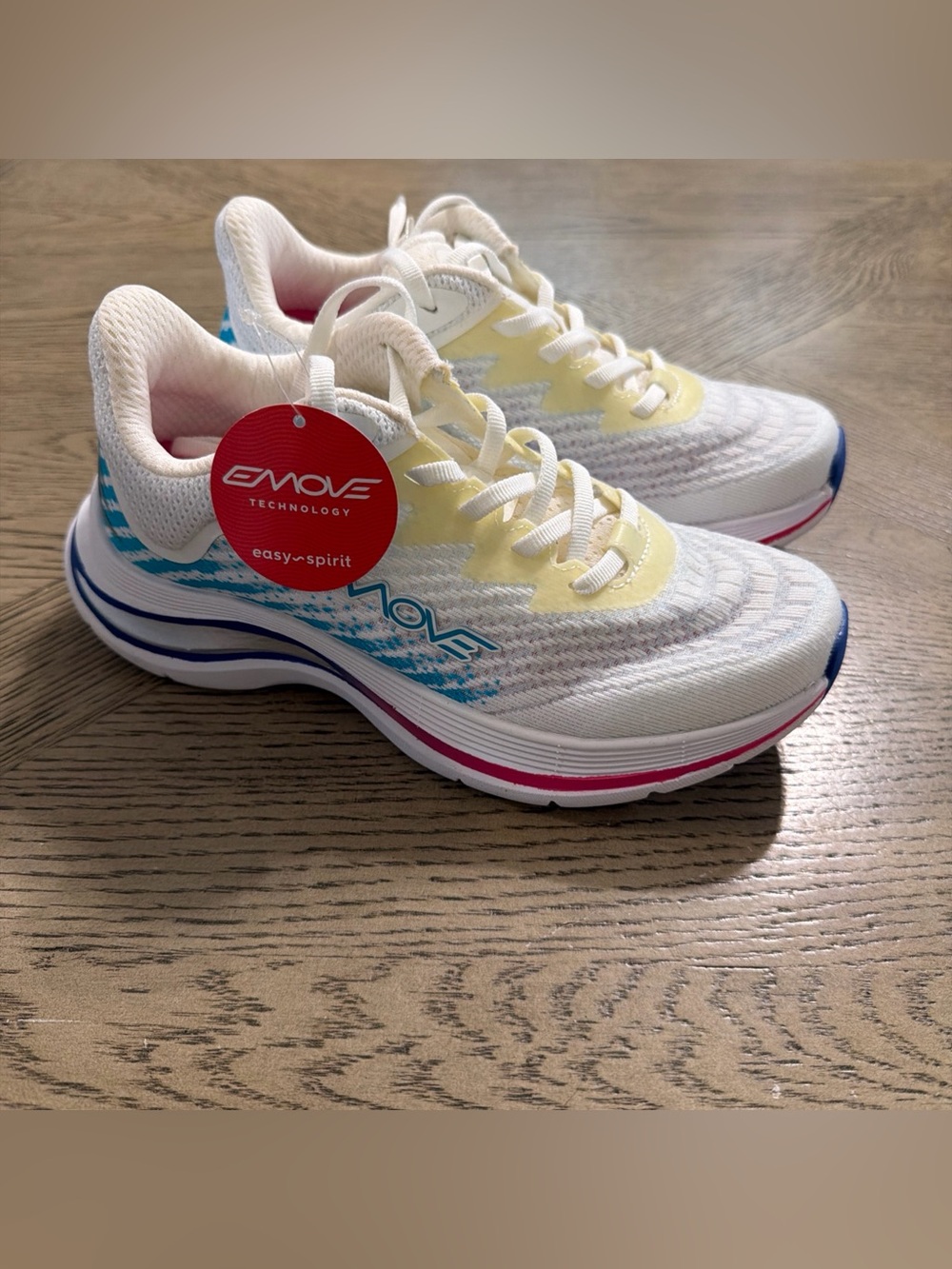 Easy Spirit E-Move Womens Walking Sneakers White Blue Pink 5